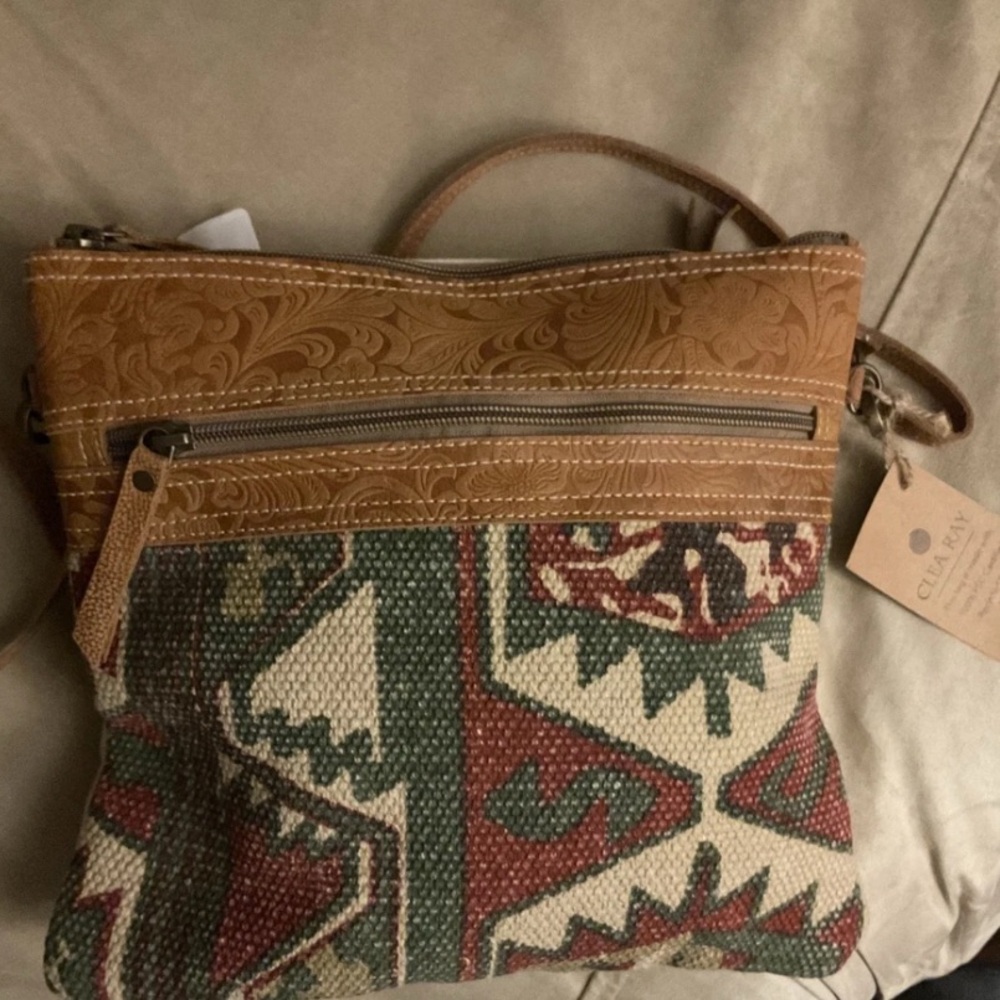 NWT Clea Ray Southwestern Aztec Canvas Crossbody Bag Repurposed Military Tent